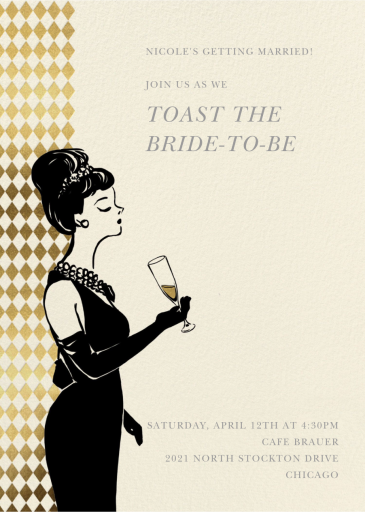 Woman with Champagne - Bridal Shower Invitation by Paperless Post