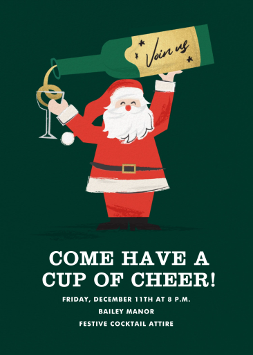 Santa Pouring Wine Invitation