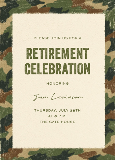 Camo Retirement Invitation