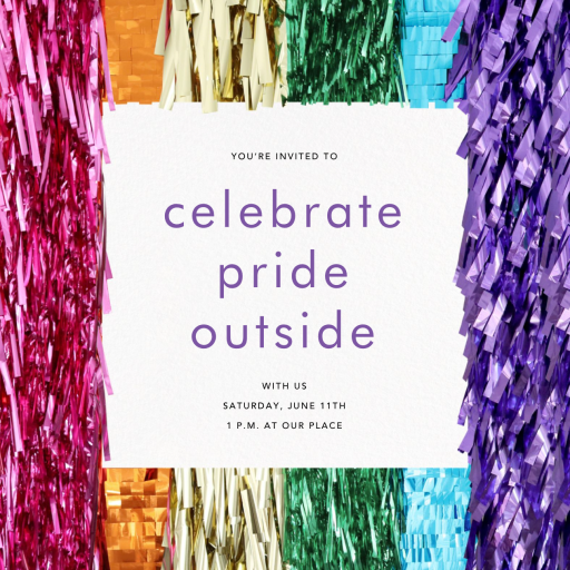 Rainbow Tinsel Fringe Border - Pride Invitation by CONFETTISYSTEM