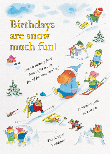 Snow Much Fun - Birthday Invitation by Richard Scarry