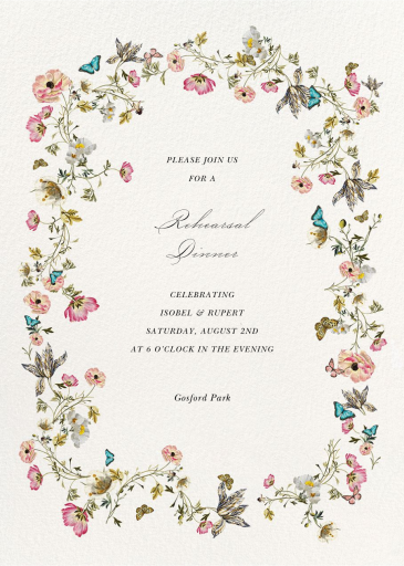 Blue Butterflies - Rehearsal Dinner Invitation by  Monique Lhuillier