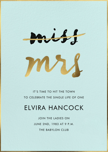 Miss Out - Bachelorette Party Invitation by kate spade new york