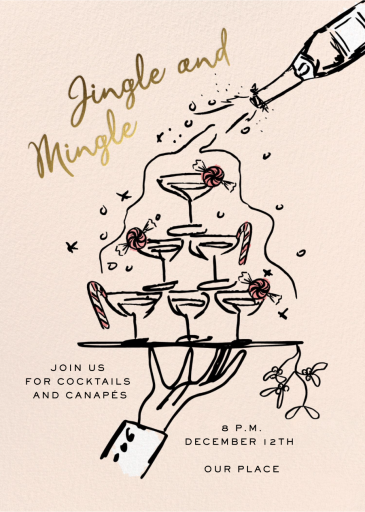 Festive Champagne Tower - Holiday Party Invitation by Pulp Templates Co.