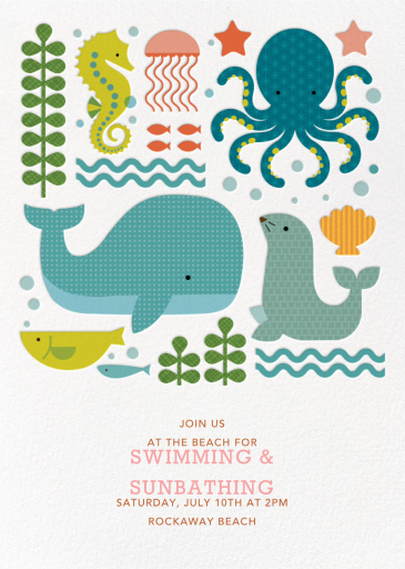 Ocean Parade (Inset) - Beach Party Invitation by Petit Collage