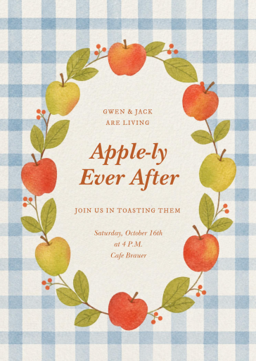 Gingham Apple Wreath Invitation