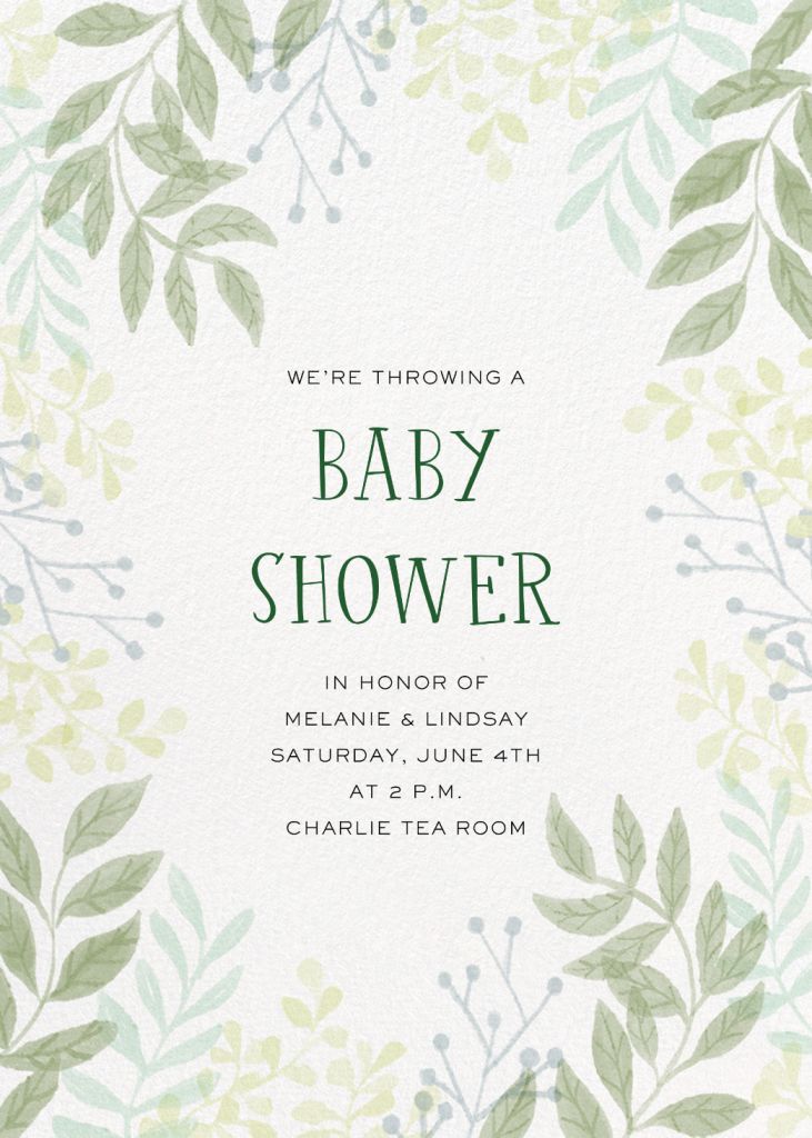 Eucalyptus Branches Baby Shower Invitation Send online instantly