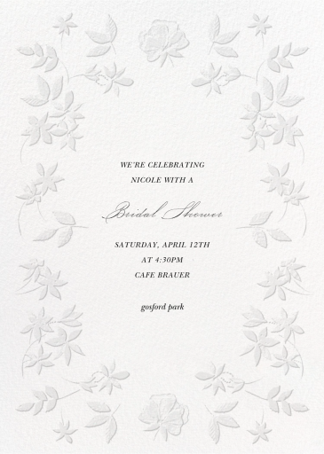 Embossed Flowers - Bridal Shower Invitation by  Monique Lhuillier