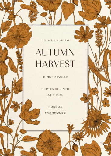 Blooming Flowers - Fall Party Invitation by Liberty