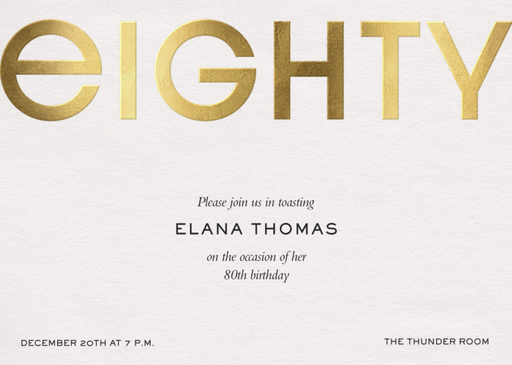 Golden Age - 80th Birthday Invitation by Paperless Post
