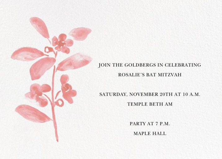 Watercolor Bloom - Bar & Bat Mitzvah Invitation by Linda and Harriett