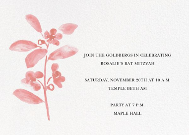 Watercolor Bloom - Bar & Bat Mitzvah Invitation by Linda and Harriett