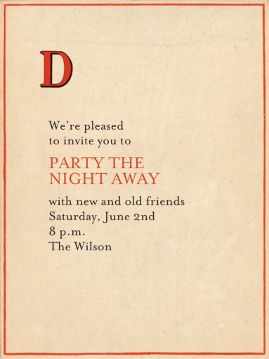 Red Letter - Dinner Party Invitation by John Derian - Back