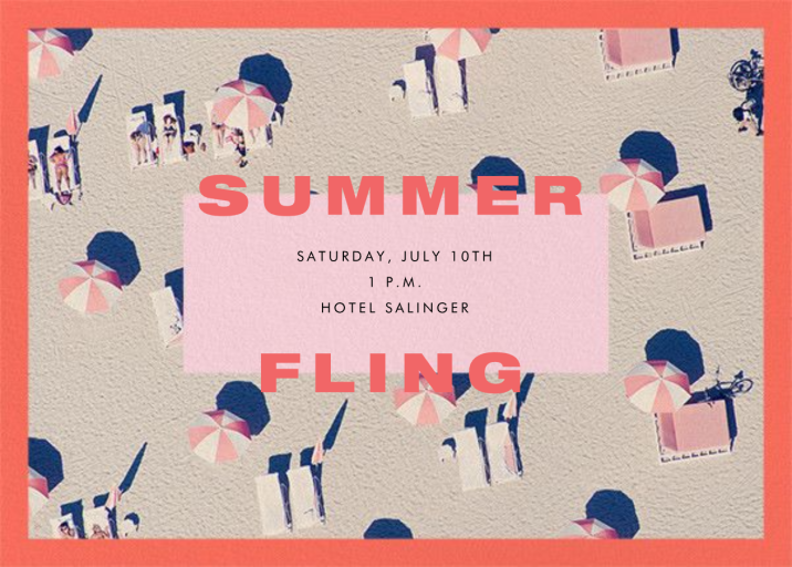 Pink Umbrellas - Beach Party Invitation by Gray Malin