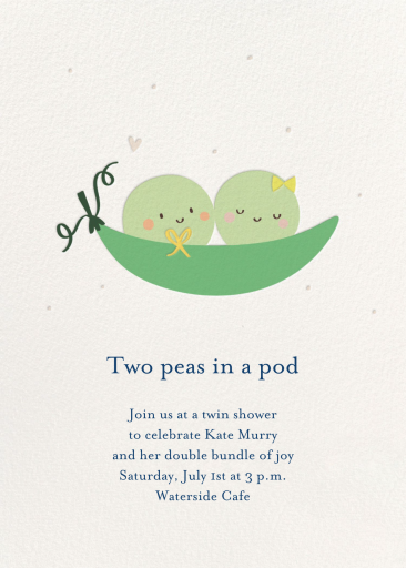 Two Peas in a Pod Twins Invitation