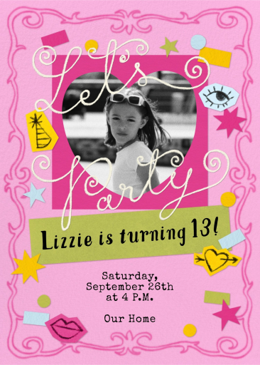 Photo Pink Collage Invitation