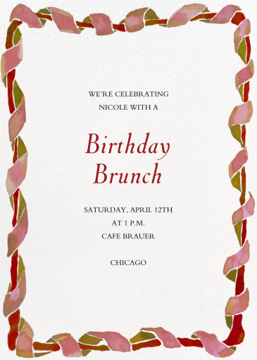 Watercolor Ribbon Border - Birthday Invitation by Happy Menocal