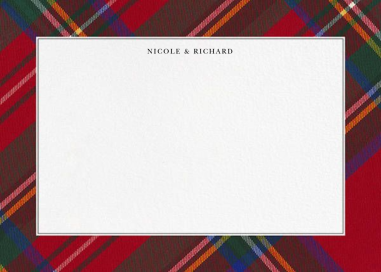 Tartan (Stationery) - Thank You Card by Oscar de la Renta