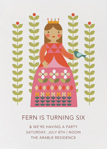 Princess and Flora - Birthday Invitation by Petit Collage