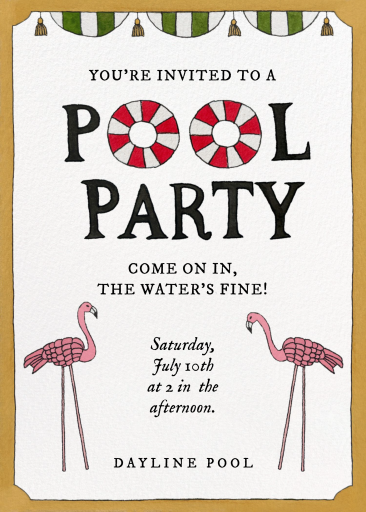 Flamingo Pool Party Invitation