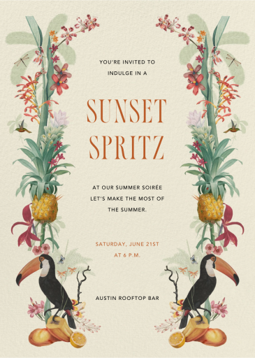 Pineapples and Toucans - Party Invitation by Open Sea Design Co.