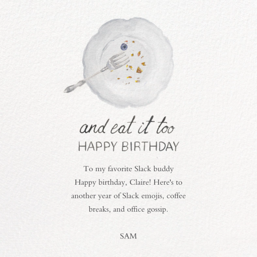And Eat It Too - Business Greeting Card by Paperless Post - Back