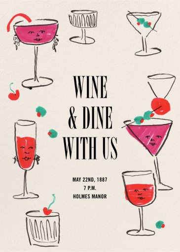 Drinking Faces - Cocktail Party Invitation by Phthalo Ruth