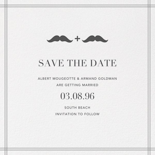 Lips and Stache - Save the Date by Jonathan Adler