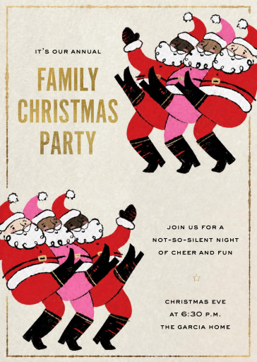 Dancing Santas Christmas Invitation