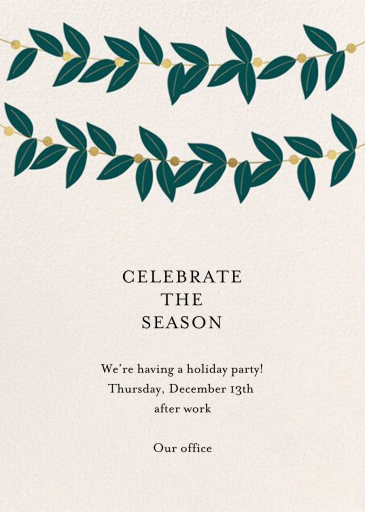 Greenery Garland - Corporate Holiday Party Invitation by Meri Meri