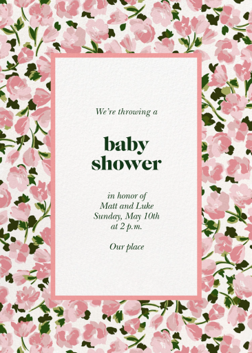 Pink Floral Baby Shower Invitation