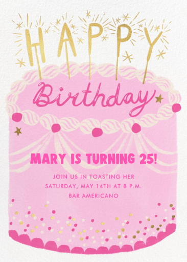 Pink Birthday Cake Invitation