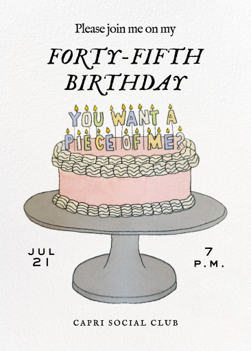 Illustrated Cake Birthday Invitation