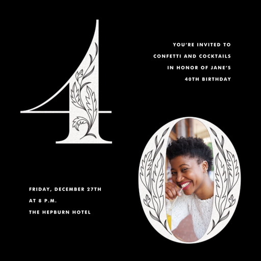 Nouveau Numerals (Photo) - Birthday Invitation by Paperless Post