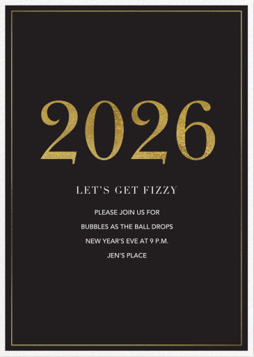 Classic Black and Gold Border - New Year's Eve Invitation by Sugar Paper