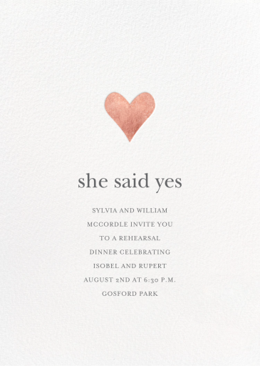 Foil Heart - Rehearsal Dinner Invitation by Sugar Paper