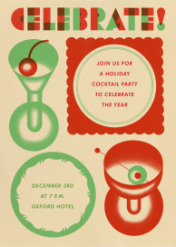 Two Cocktails at the Bar - Holiday Cocktail Party Invitation by Josh Stover
