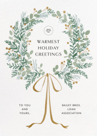 Watercolor Holly Wreath by Paperless Post