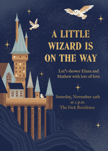 Wizard Castle Owl Baby Invitation