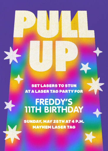 Retro Rainbow Stars Invitation