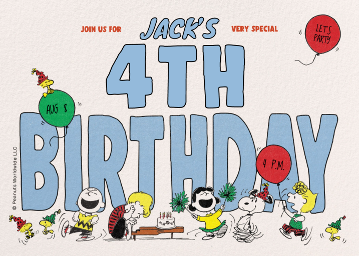 Peanuts Birthday Party Invitation