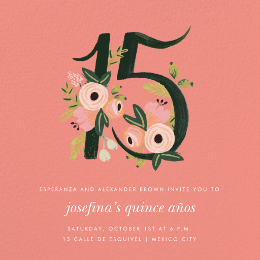Botanic Numerals - Quinceañera Invitation by Rifle Paper Co.