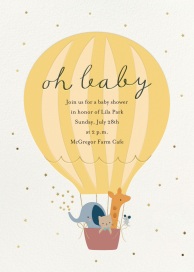 Invitación con animales en globos aerostáticos