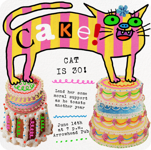 Cat on a Cake - Birthday Invitation by Gentle Thrills