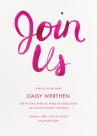 Join Us (Watercolor Script) by Linda and Harriett