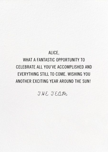 Birthday Whispers (Anna Emilia Laitinen) - Business Greeting Card by Red Cap Cards - Back