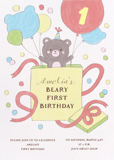 First Teddy - Birthday Invitation by Paperless Post
