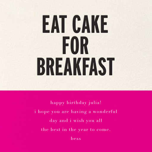 Eat Cake for Breakfast (Square) - Birthday Card by kate spade new york