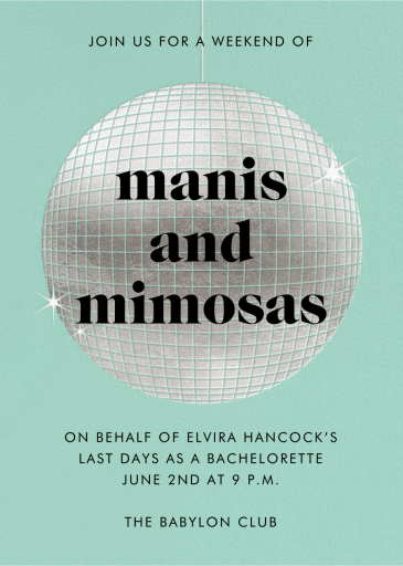 Sparkly Disco Ball - Bachelorette Party Invitation by Paperless Post