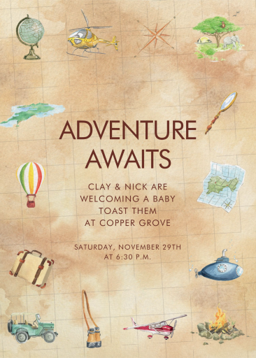 Watercolor Travel Baby Invitation